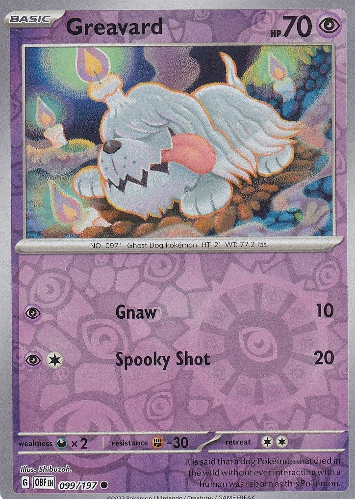 Scarlet & Violet Obsidian Flames 099/197 Greavard Reverse Holo