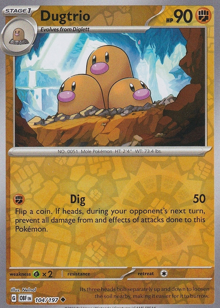 Scarlet & Violet Obsidian Flames 104/197 Dugtrio Reverse Holo