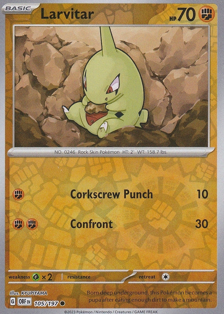 Scarlet & Violet Obsidian Flames 105/197 Larvitar Reverse Holo