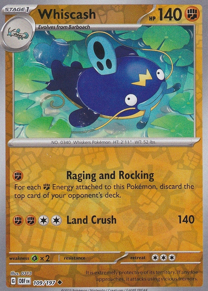 Scarlet & Violet Obsidian Flames 109/197 Whiscash Reverse Holo