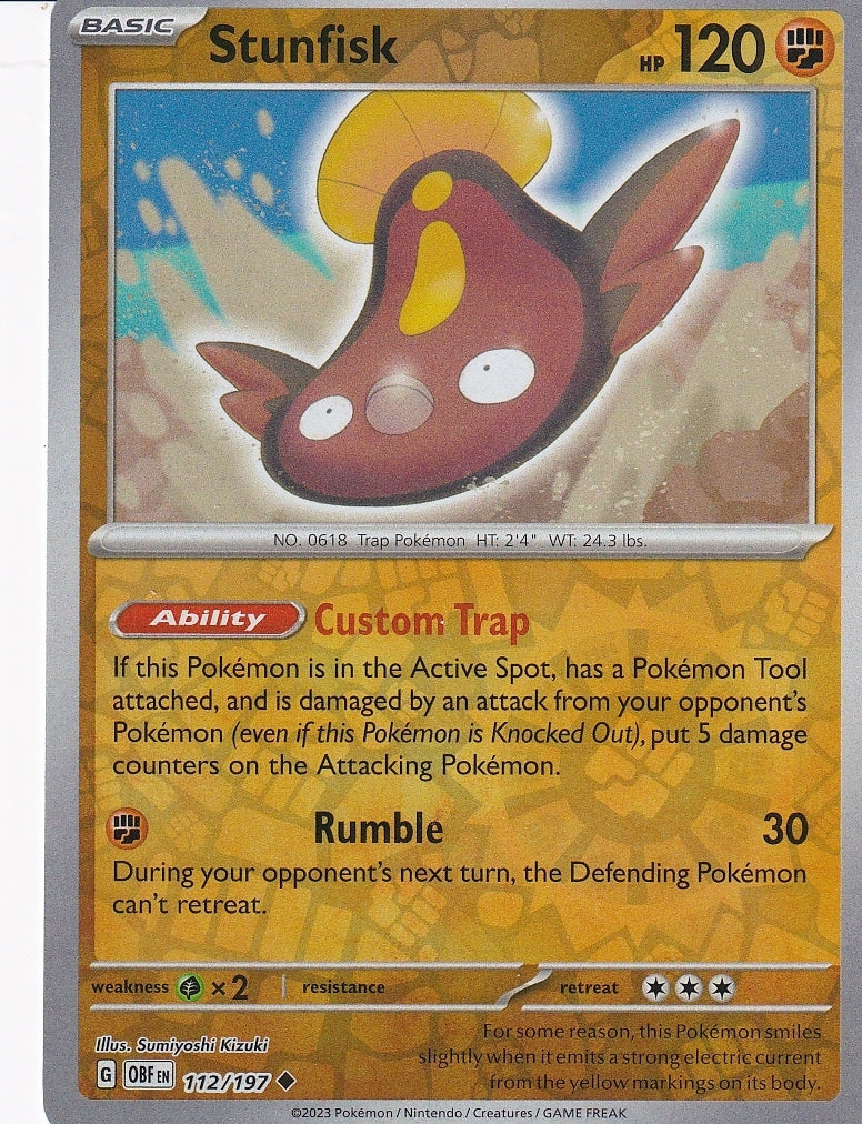 Scarlet & Violet Obsidian Flames 112/197 Stunfisk Reverse Holo