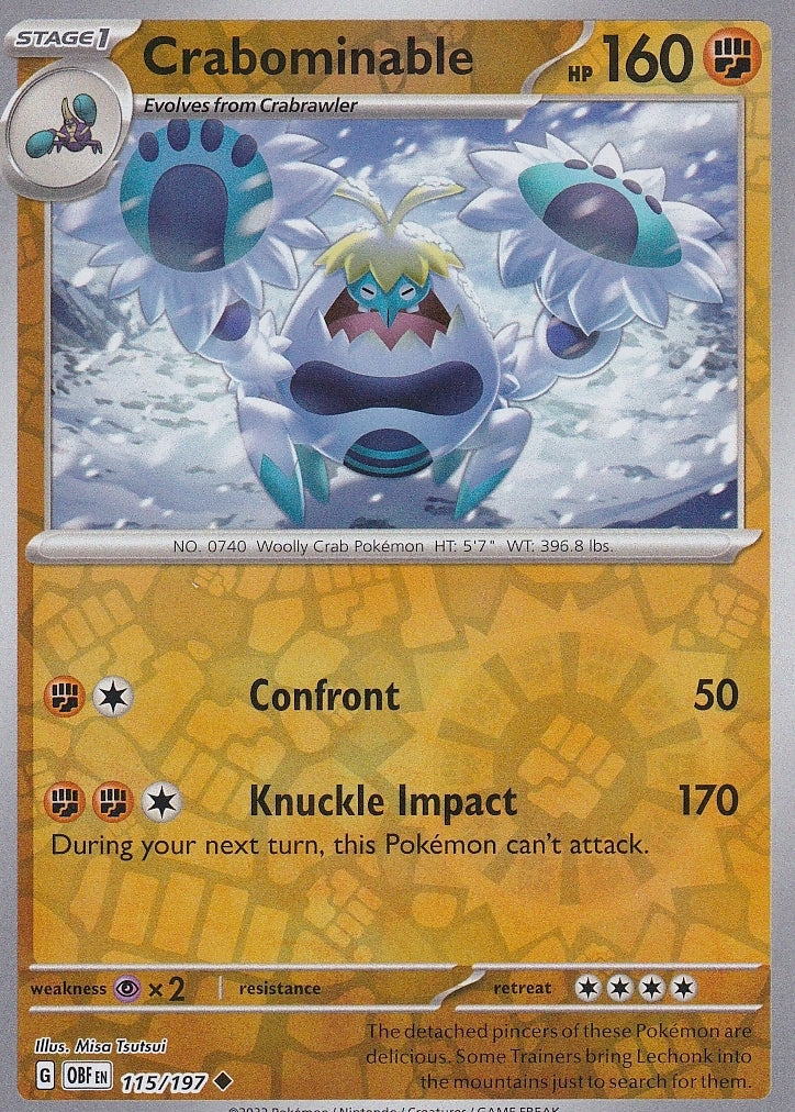 Scarlet & Violet Obsidian Flames 115/197 Crabominable Reverse Holo