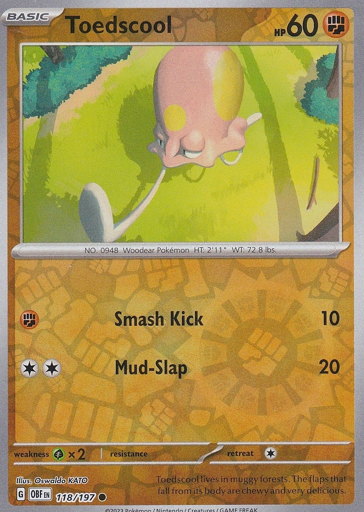 Scarlet & Violet Obsidian Flames 118/197 Toedscool Reverse Holo