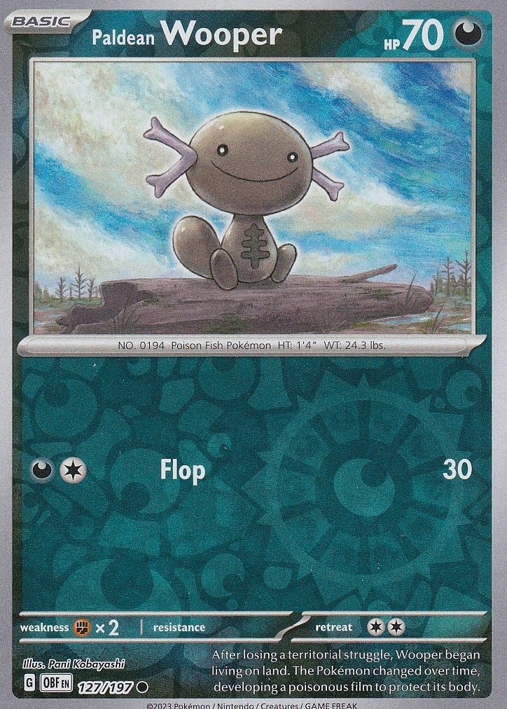 Scarlet & Violet Obsidian Flames 127/197 Paldean Wooper Reverse Holo