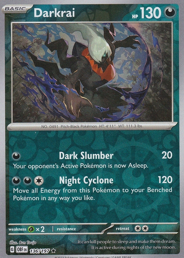 Scarlet & Violet Obsidian Flames 136/197 Darkrai Reverse Holo