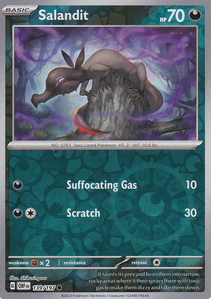 Scarlet & Violet Obsidian Flames 139/197 Salandit Reverse Holo