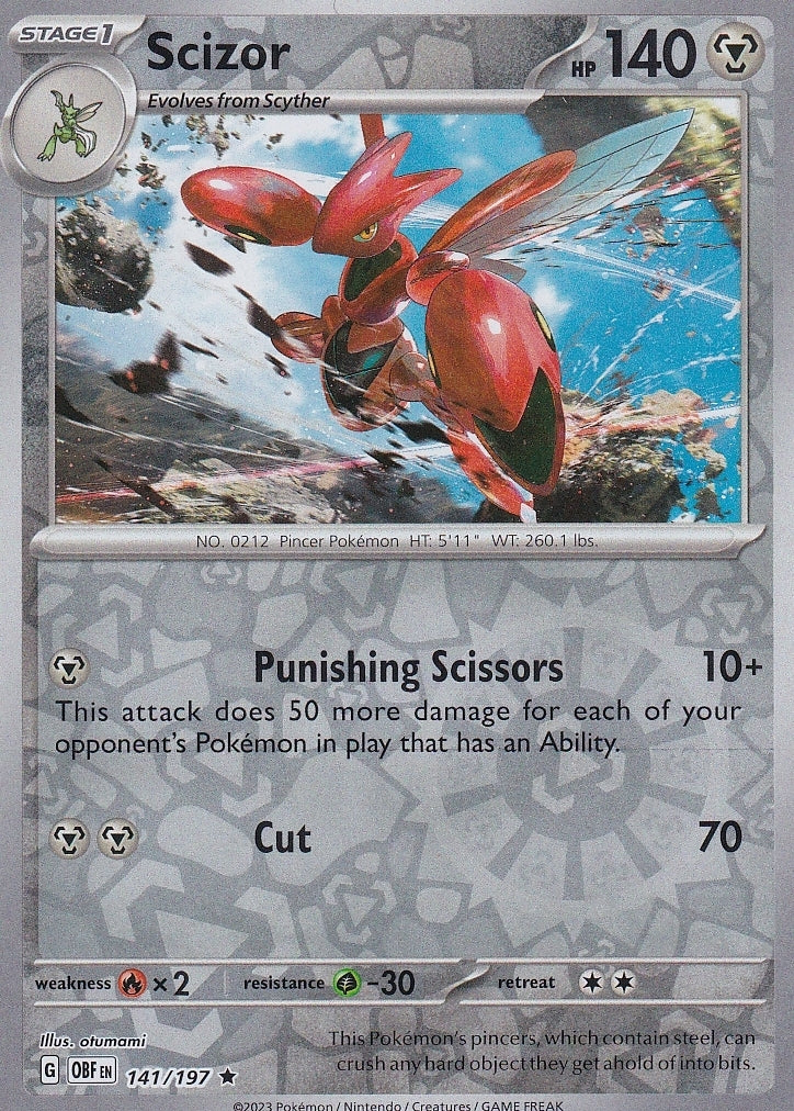 Scarlet & Violet Obsidian Flames 141/197 Scizor Reverse Holo
