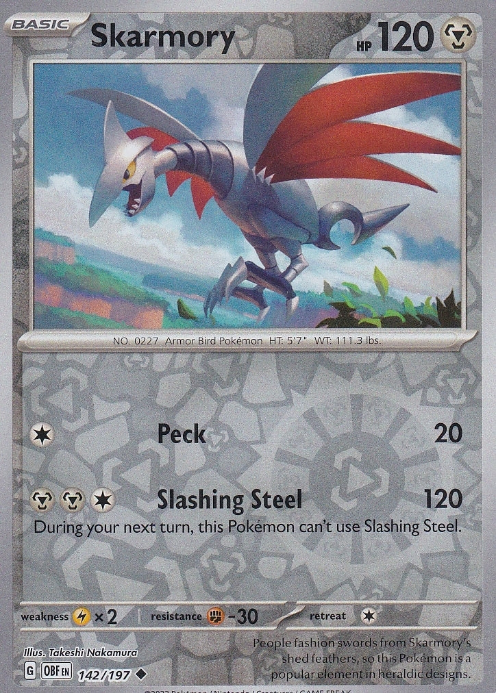 Scarlet & Violet Obsidian Flames 142/197 Skarmory Reverse Holo