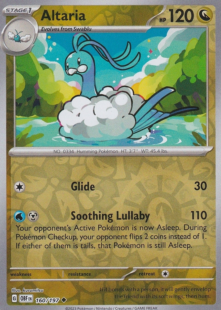 Scarlet & Violet Obsidian Flames 160/197 Altaria Reverse Holo