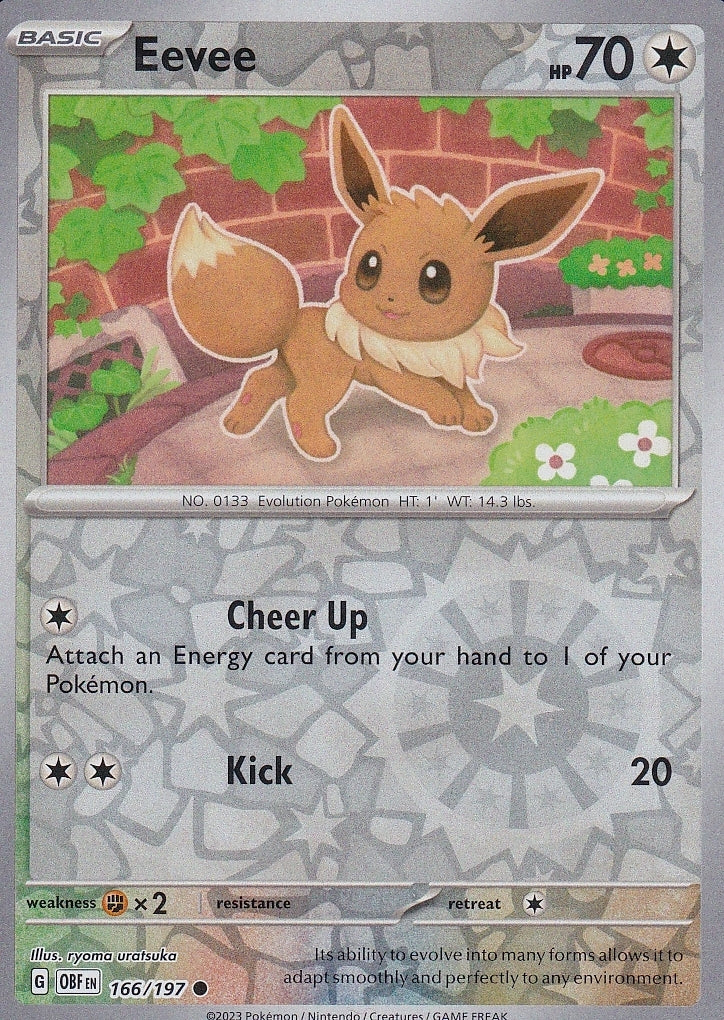 Scarlet & Violet Obsidian Flames 166/197 Eevee Reverse Holo