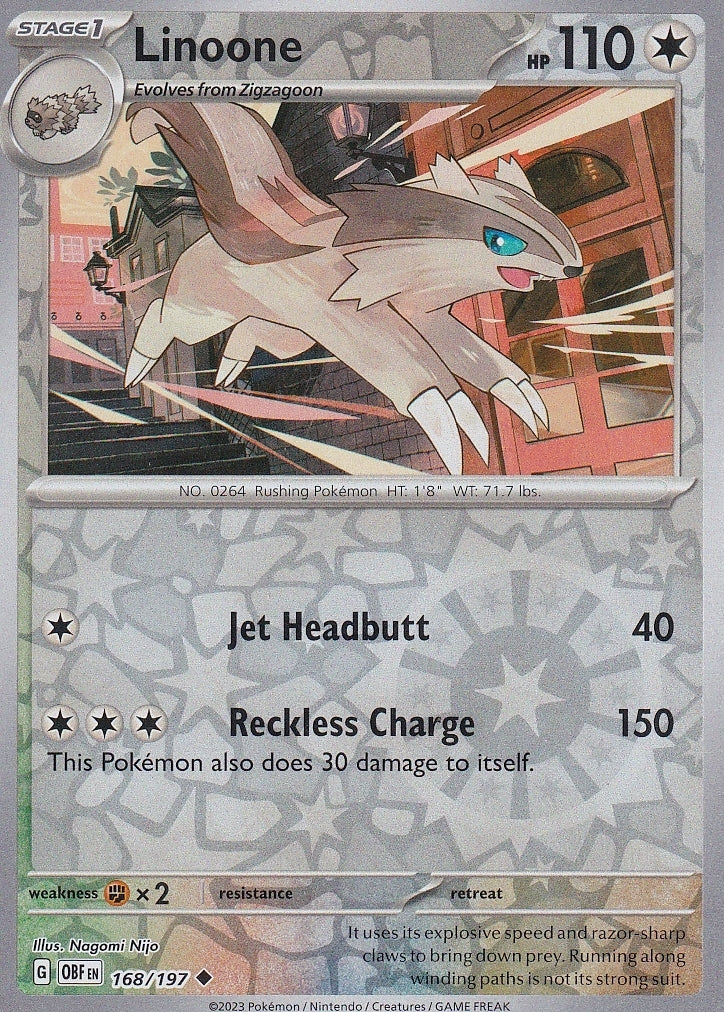 Scarlet & Violet Obsidian Flames 168/197 Linoone Reverse Holo