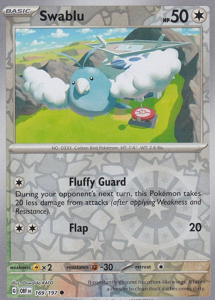 Scarlet & Violet Obsidian Flames 169/197 Swablu Reverse Holo