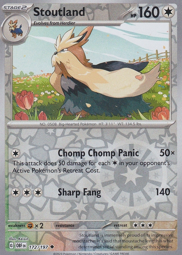 Scarlet & Violet Obsidian Flames 172/197 Stoutland Reverse Holo