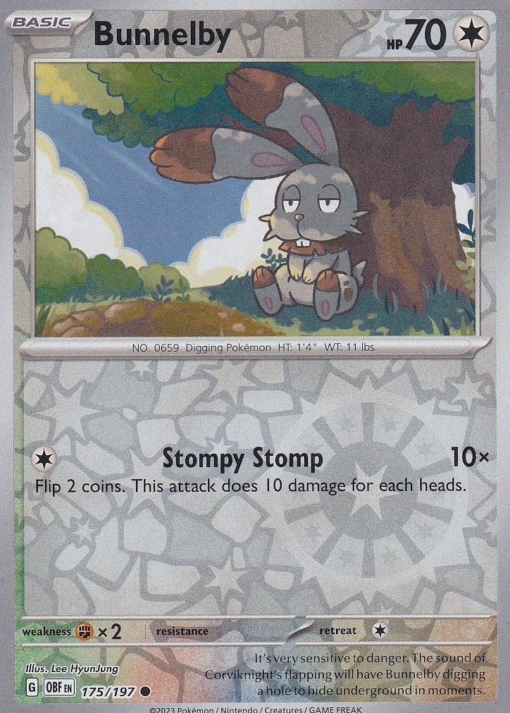 Scarlet & Violet Obsidian Flames 175/197 Bunnelby Reverse Holo