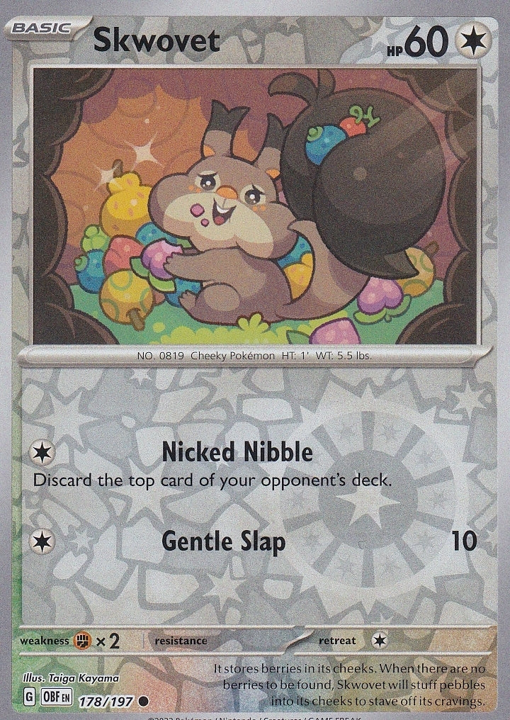 Scarlet & Violet Obsidian Flames 178/197 Skwovet Reverse Holo