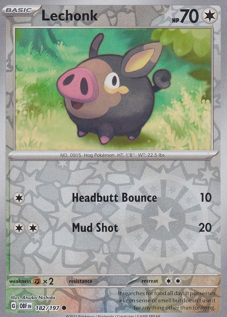 Scarlet & Violet Obsidian Flames 182/197 Lechonk Reverse Holo