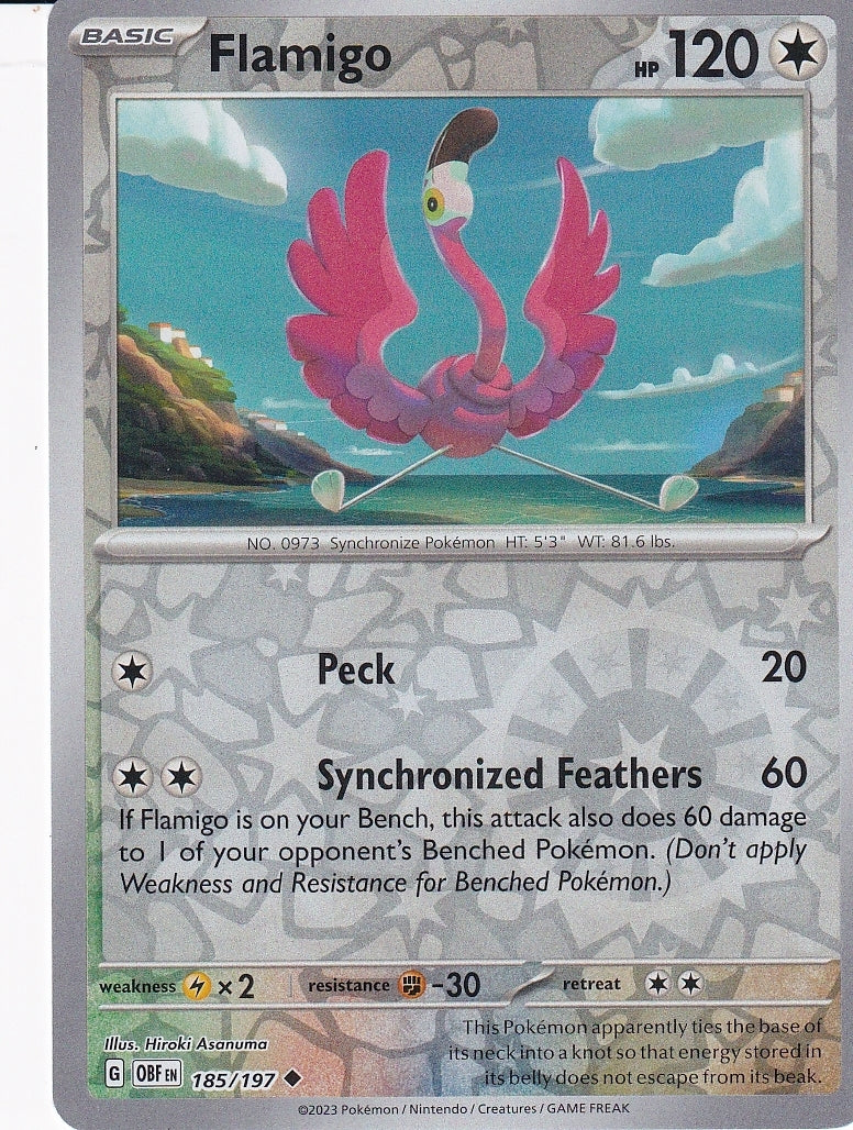 Scarlet & Violet Obsidian Flames 185/197 Flamigo Reverse Holo