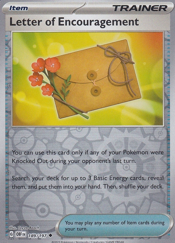 Scarlet & Violet Obsidian Flames 189/197 Letter of Encouragement Reverse Holo