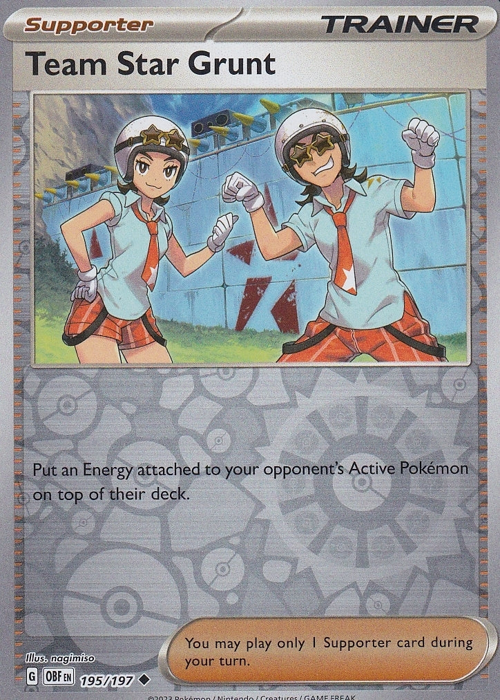 Scarlet & Violet Obsidian Flames 195/197 Team Star Grunt Reverse Holo