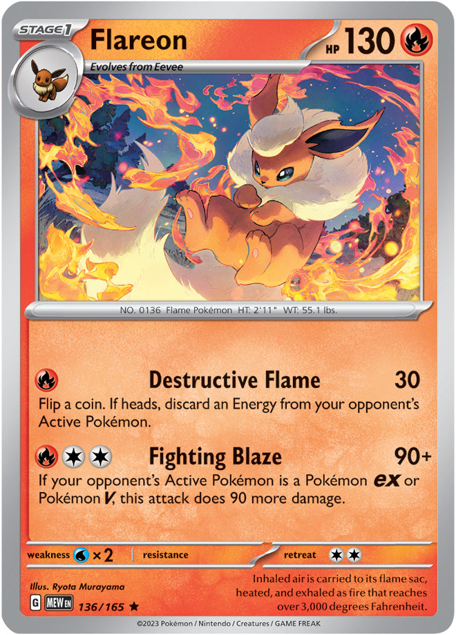 Scarlet & Violet-151 136/165 Flareon Holo