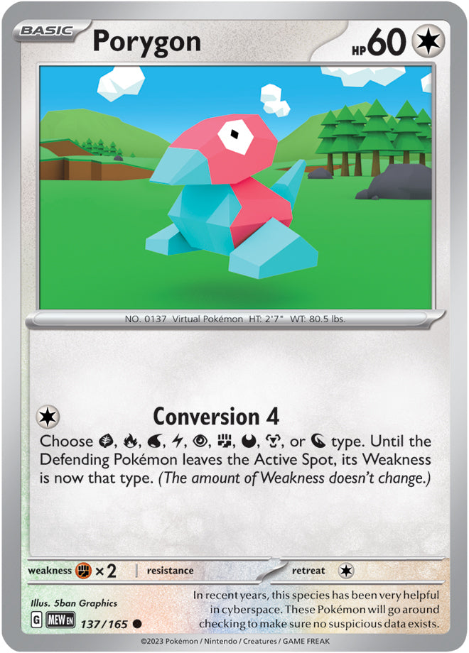 Scarlet & Violet-151 137/165 Porygon Reverse Holo