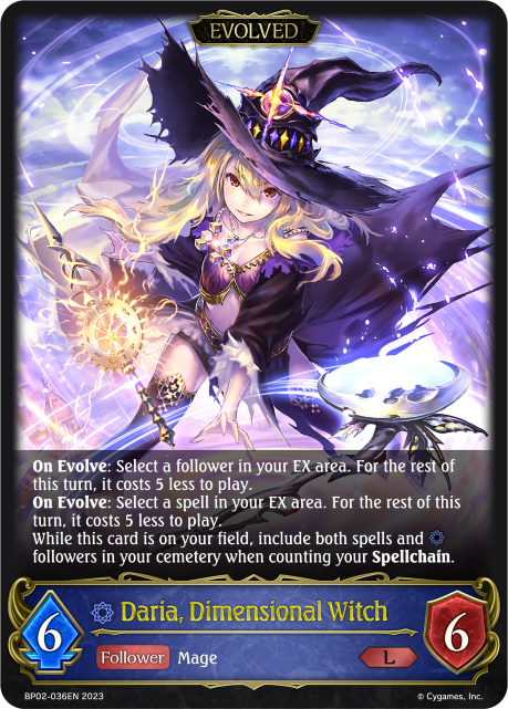 Reign of Bahamut BP02-036 Daria, Dimensional Witch Evolved