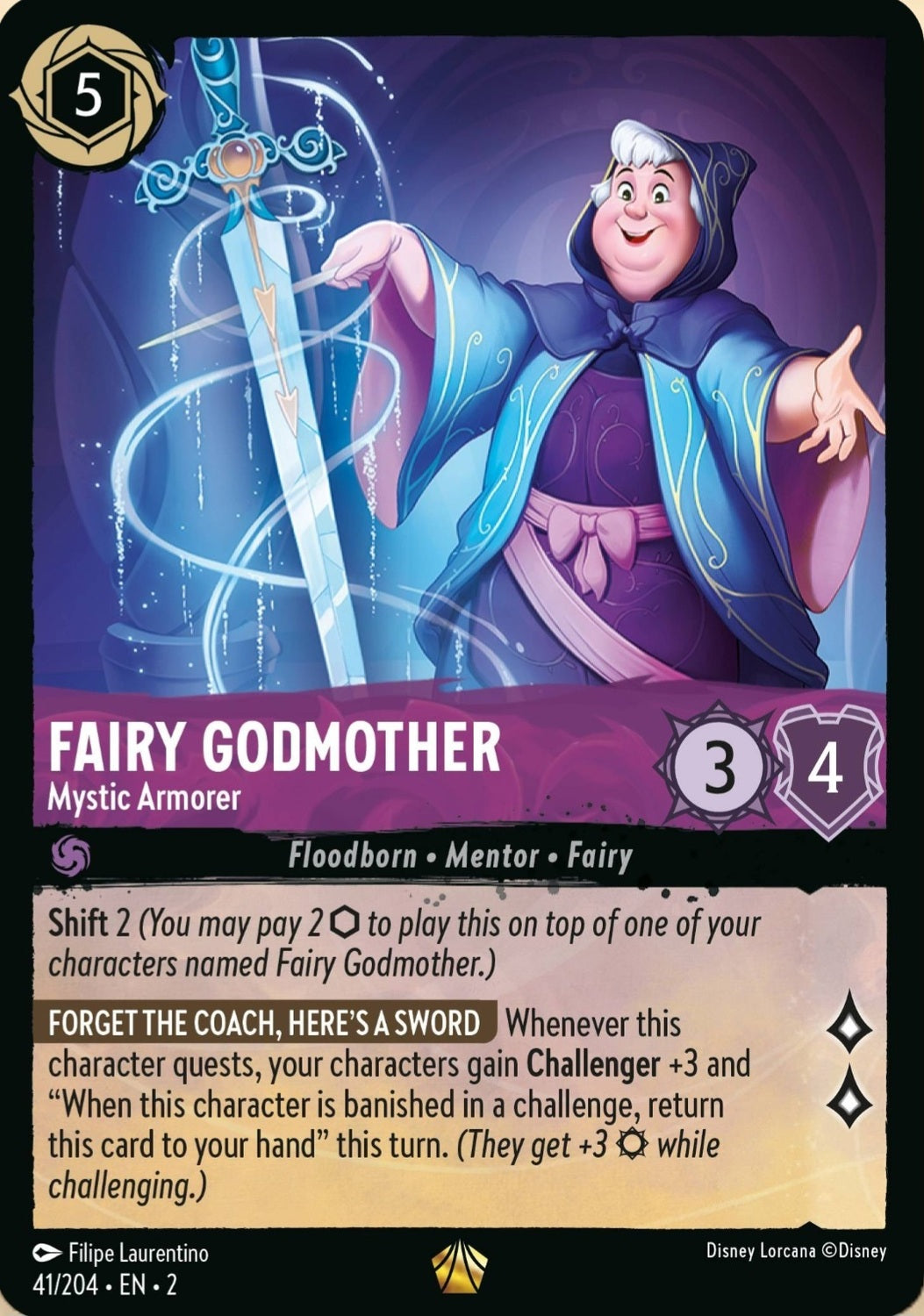 Disney Lorcana Rise Of The Floodborn 041/204 FAIRY GODMOTHER Mystic Armorer