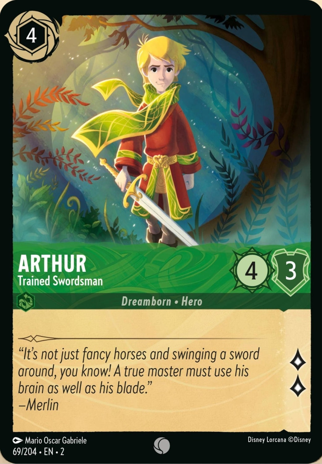 Disney Lorcana Rise Of The Floodborn 069/204 ARTHUR Trained Swordsman