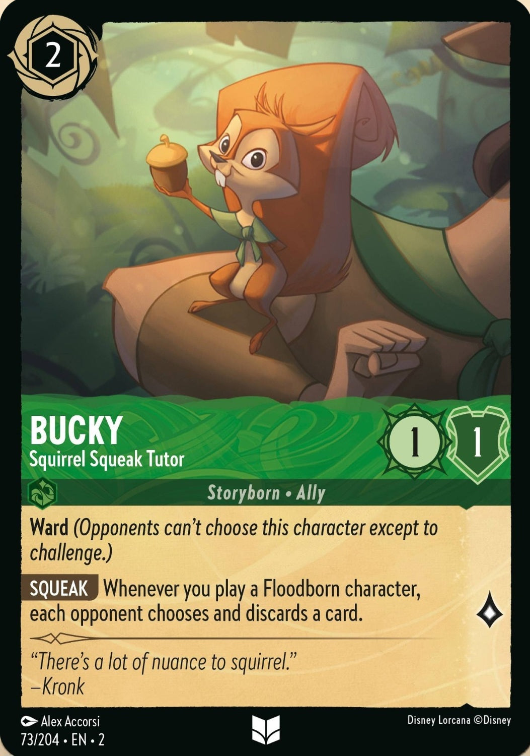 Disney Lorcana Rise Of The Floodborn 073/204 BUCKY Squirrel Squeak Tutor