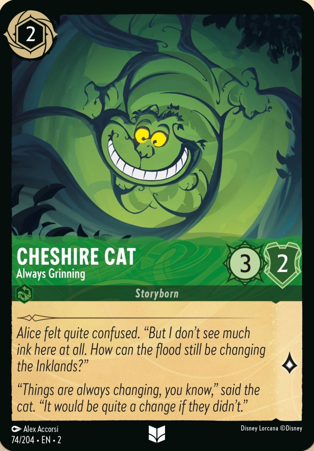 Disney Lorcana Rise Of The Floodborn 074/204 CHESHIRE CAT Always Grinning