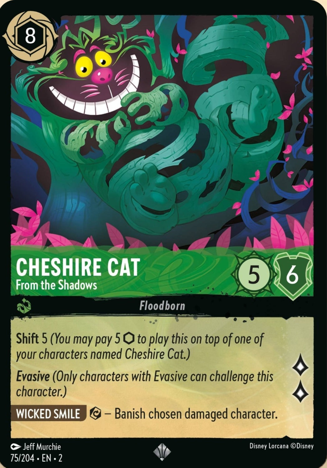 Disney Lorcana Rise Of The Floodborn 075/204 CHESHIRE CAT From the Shadows