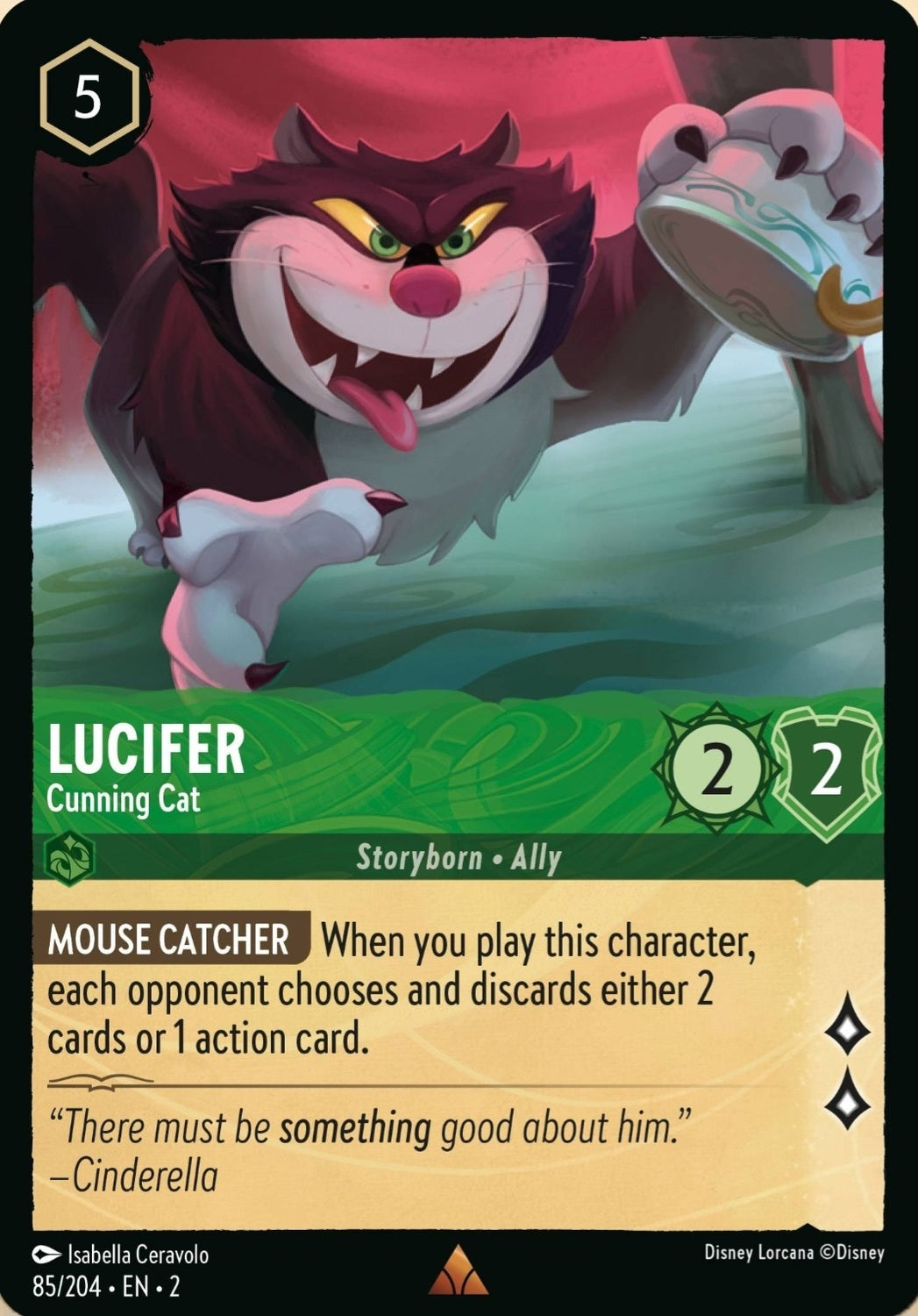 Disney Lorcana Rise Of The Floodborn 085/204 LUCIFER Cunning Cat