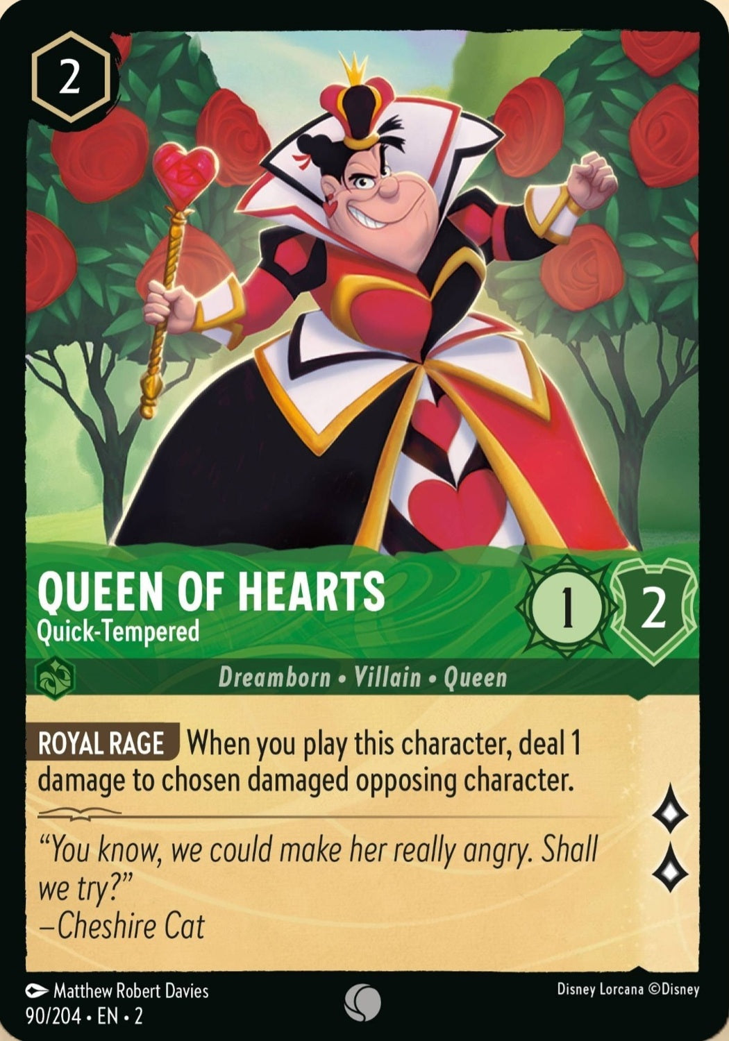 Disney Lorcana Rise Of The Floodborn 090/204 QUEEN OF HEARTS Quick-Tempered