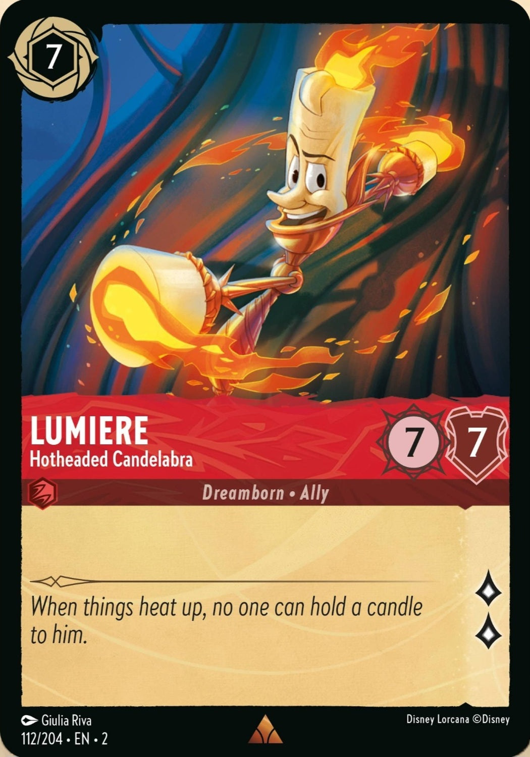 Disney Lorcana Rise Of The Floodborn 112/204 LUMIERE Hotheaded Candelabra