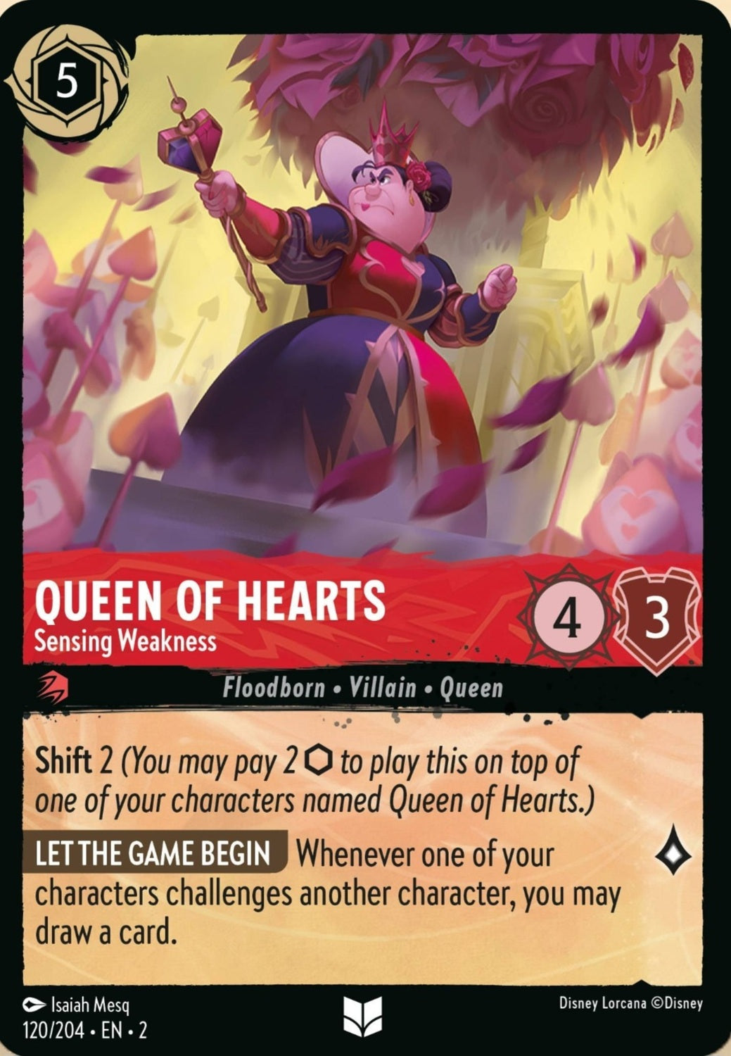 Disney Lorcana Rise Of The Floodborn 120/204 QUEEN OF HEARTS Sensing Weakness