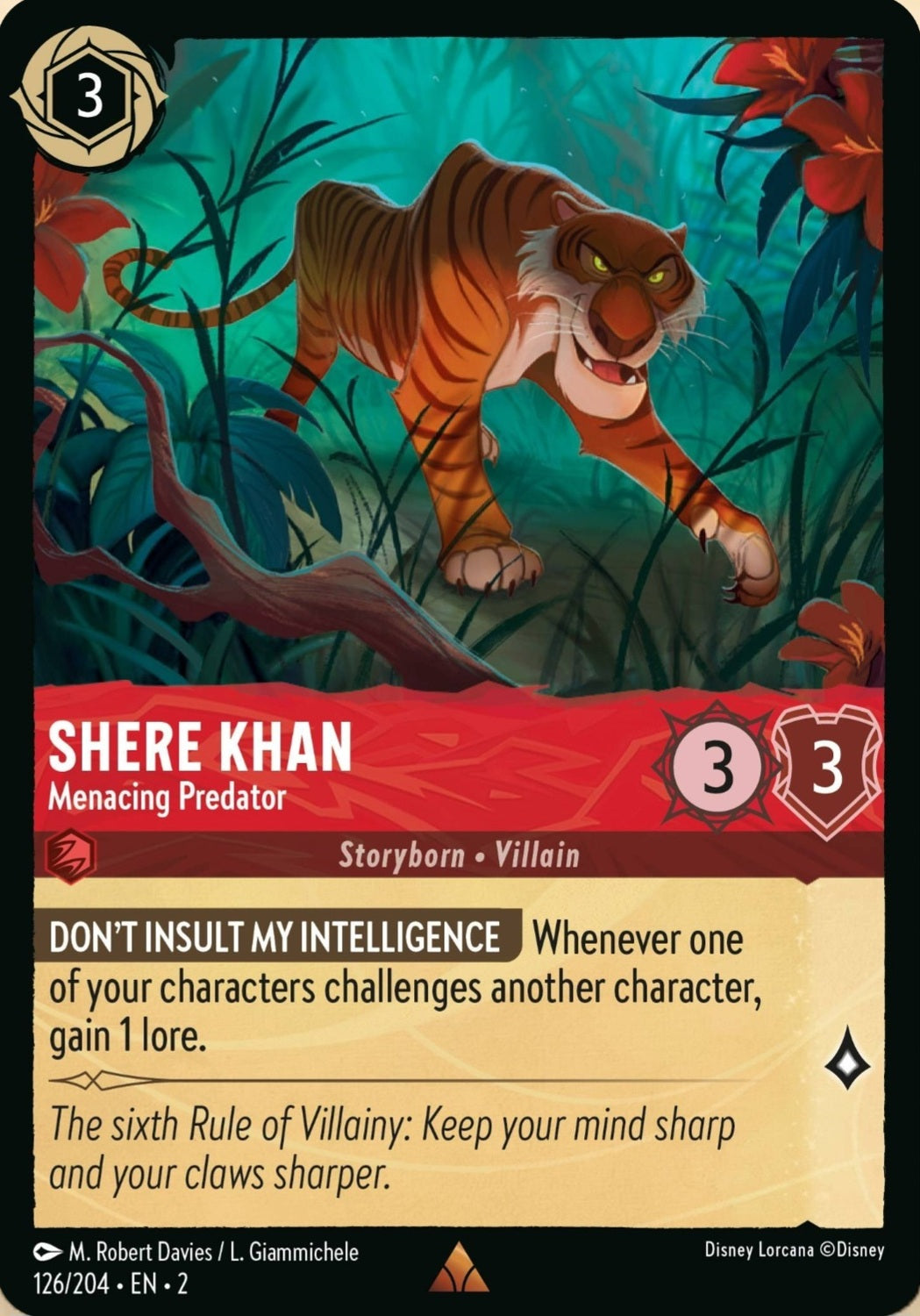 Disney Lorcana Rise Of The Floodborn 126/204 SHERE KHAN Menacing Predator