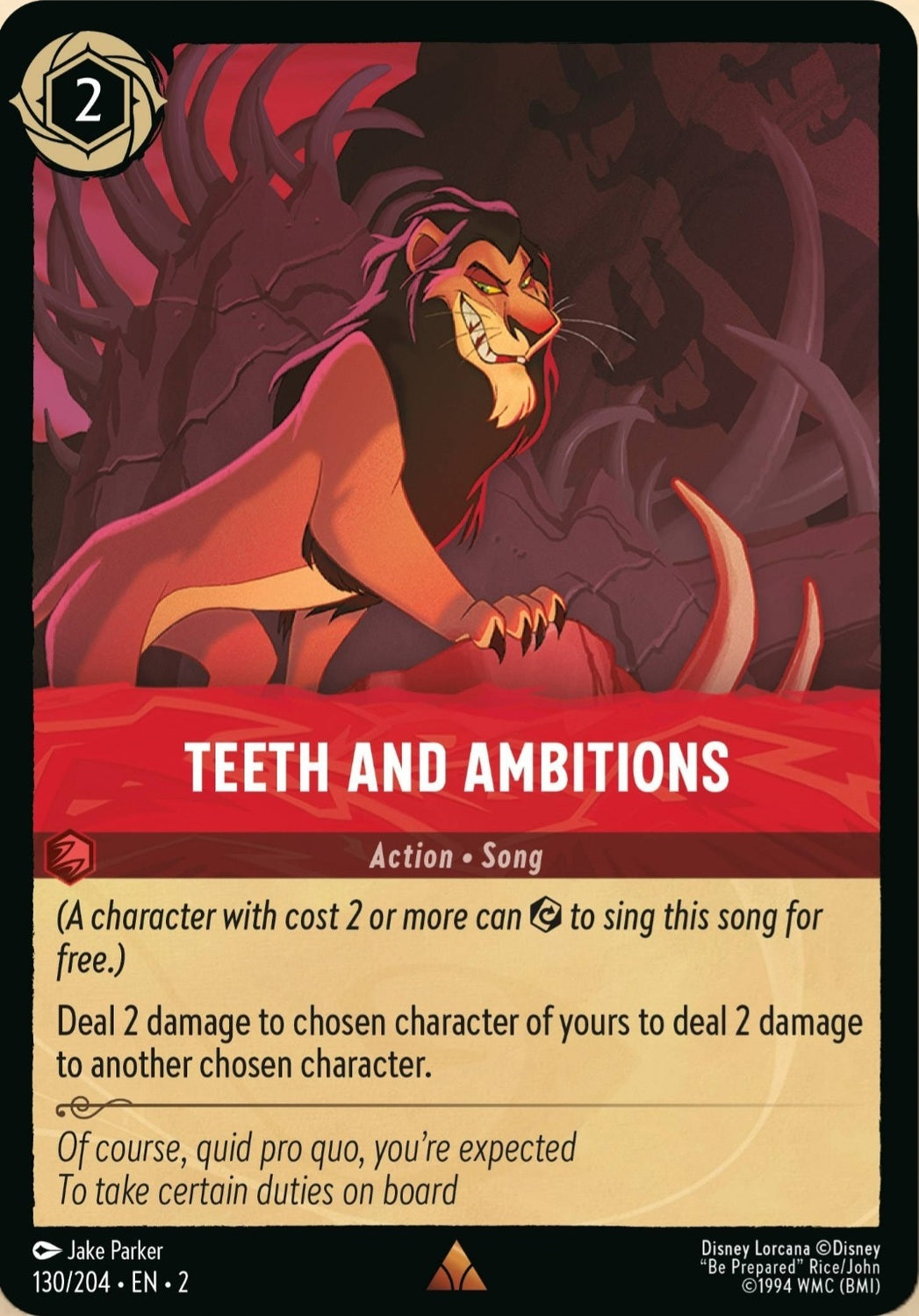 Disney Lorcana Rise Of The Floodborn 130/204 TEETH AND AMBITIONS