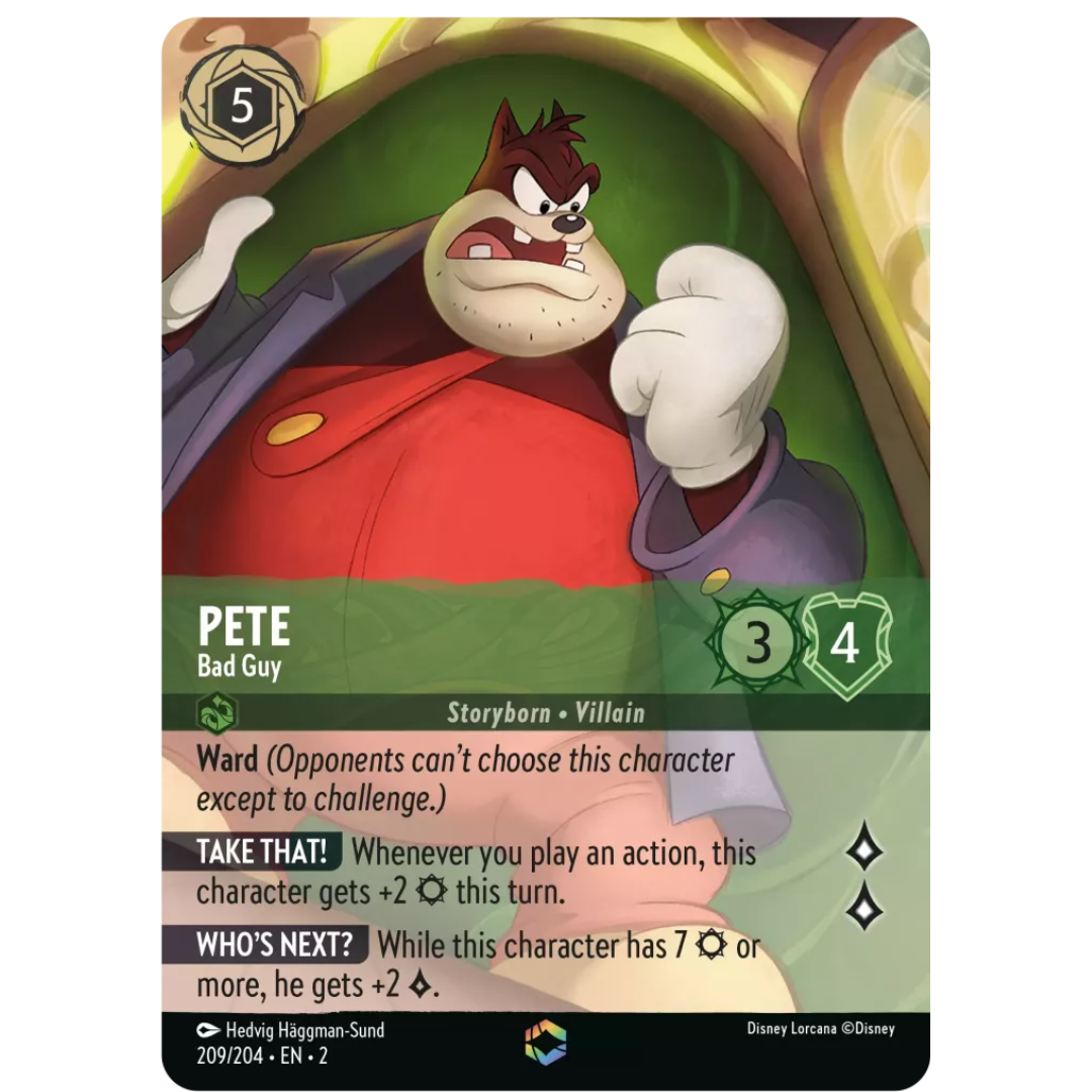 Disney Lorcana Rise Of The Floodborn 209/204 PETE Bad Guy