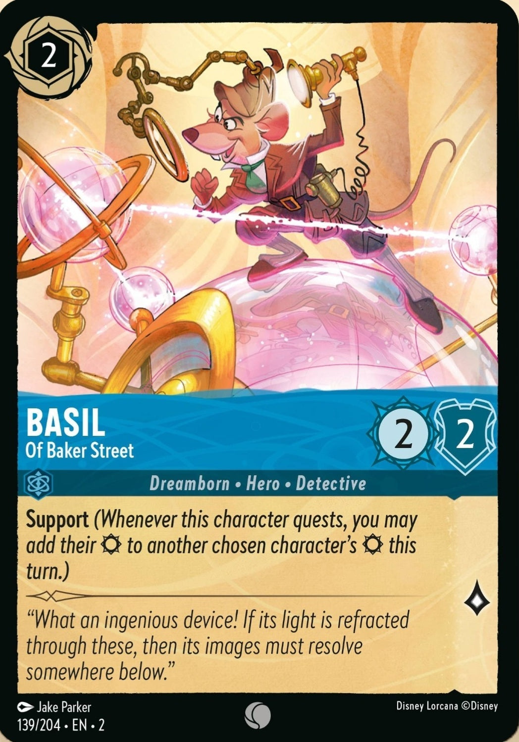 Disney Lorcana Rise Of The Floodborn 139/204 BASIL Of Baker Street