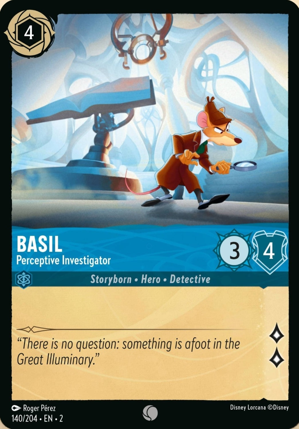 Disney Lorcana Rise Of The Floodborn 140/204 BASIL Perceptive Investigator