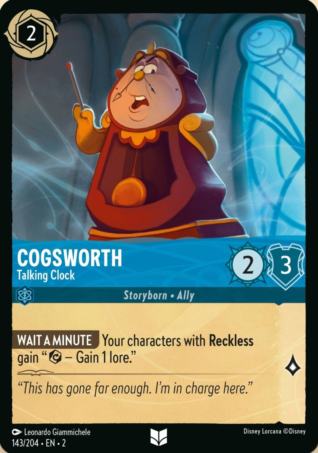 Disney Lorcana Rise Of The Floodborn 143/204 COGSWORTH Talking Clock