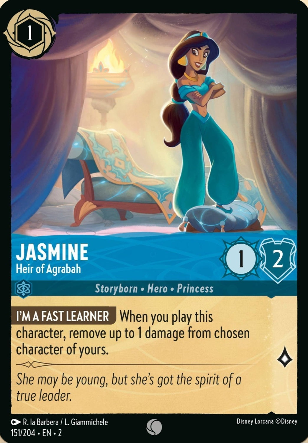 Disney Lorcana Rise Of The Floodborn 151/204 JASMINE Heir of Agrabah