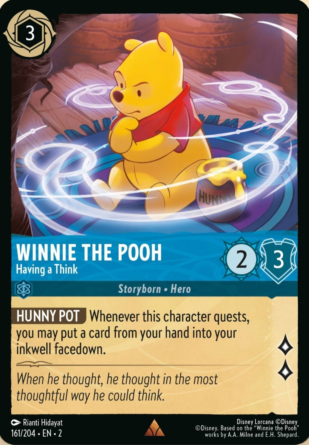 Disney Lorcana Rise Of The Floodborn 161/204 WINNIE THE POOH Having a Think