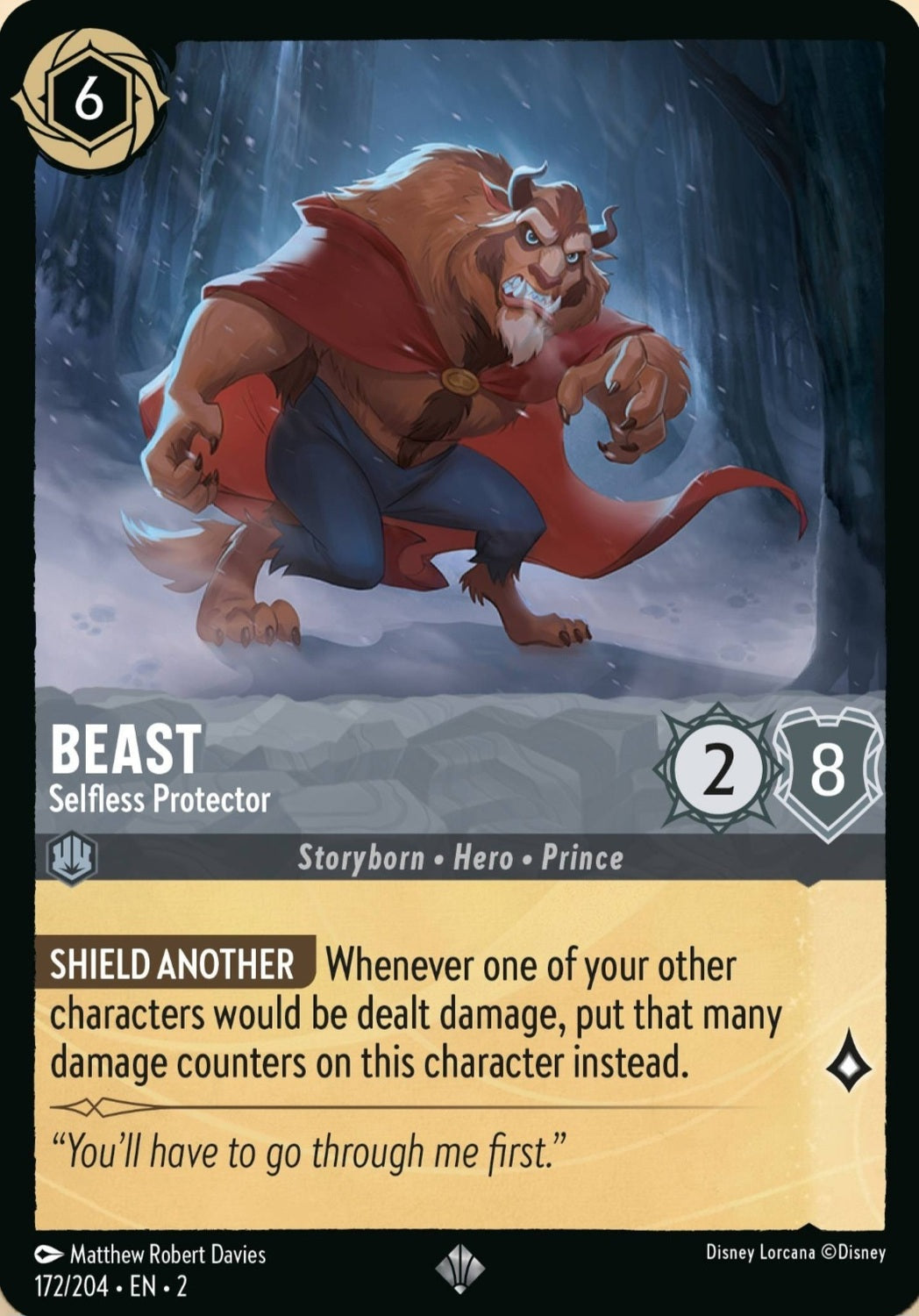 Disney Lorcana Rise Of The Floodborn 172/204 BEAST Selfless Protector