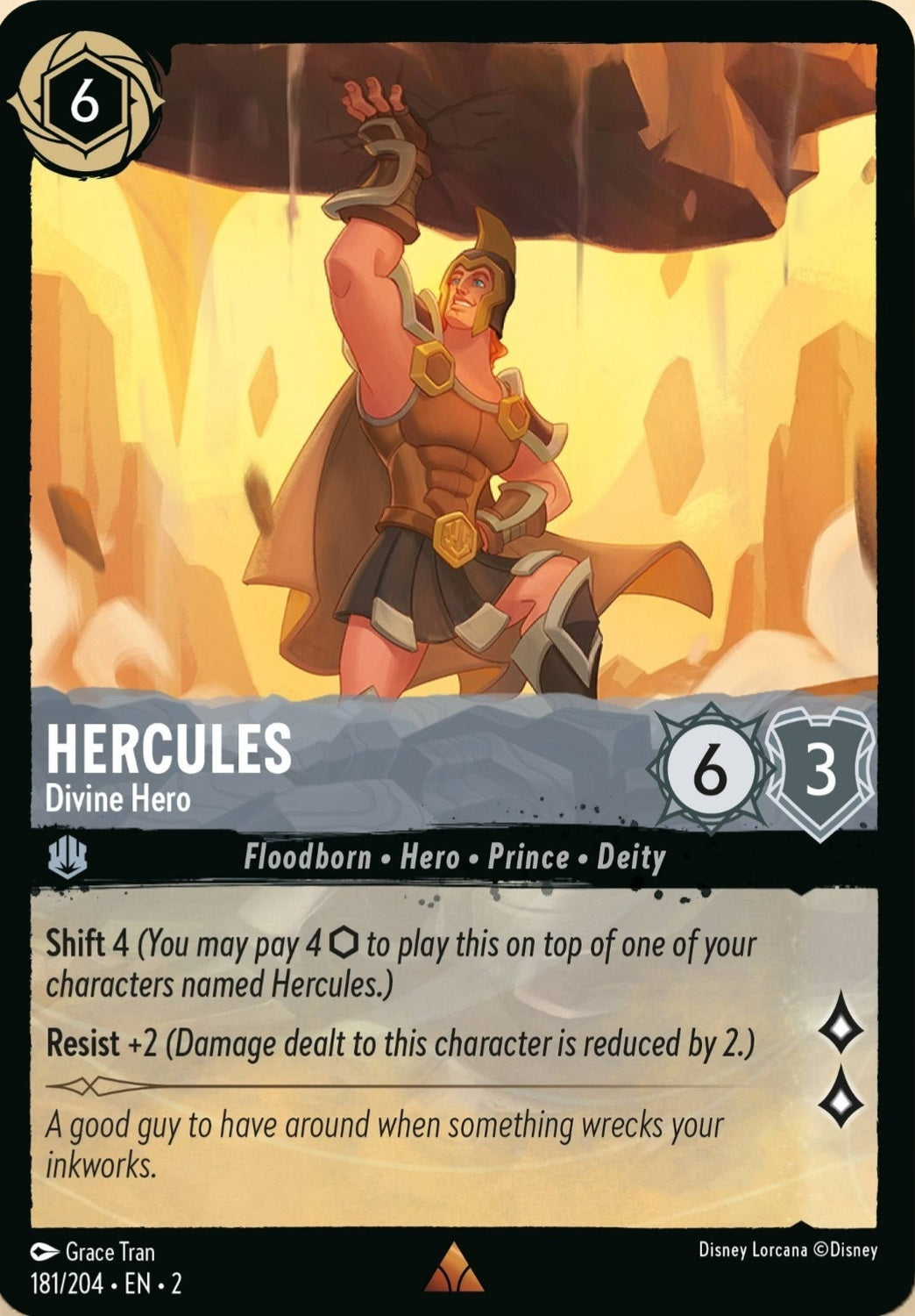 Disney Lorcana Rise Of The Floodborn 181/204 HERCULES Divine Hero