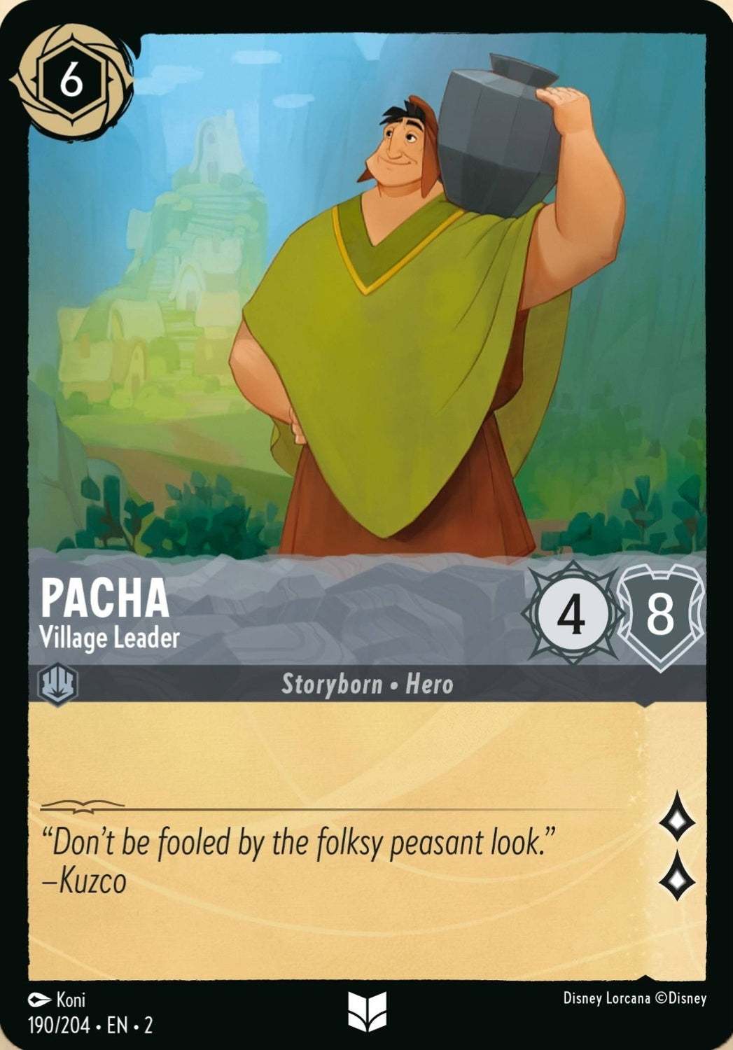 Disney Lorcana Rise Of The Floodborn 190/204 PACHA Village Leader