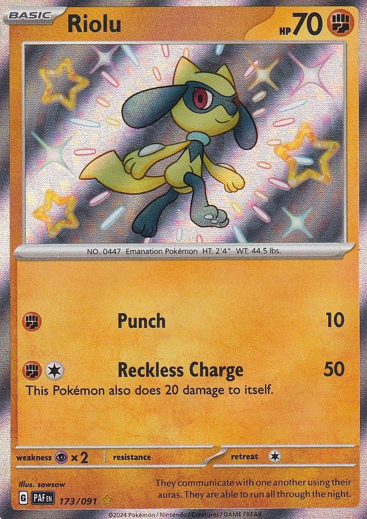 Scarlet & Violet Paldean Fates 173/091 Riolu