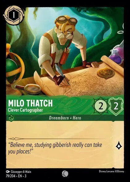 Disney Lorcana Into The Inklands 079/204 MILO THATCH Clever Cartographer