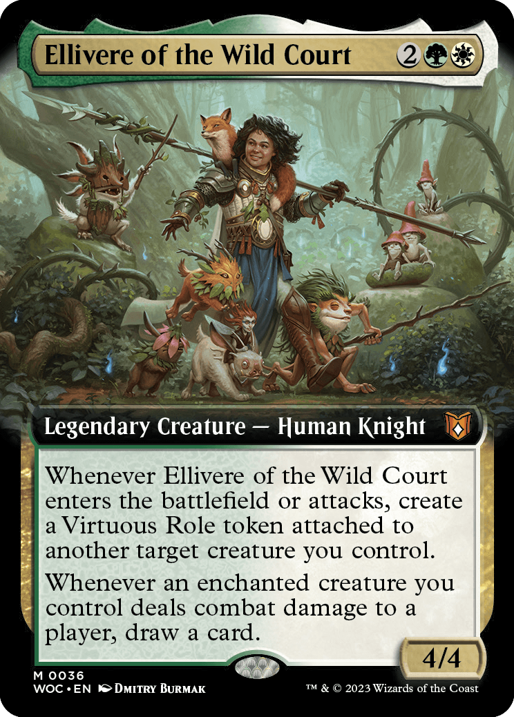 MTG Wilds of Eldraine 0036 Ellivere of the Wild Court (Extended Art Foil)