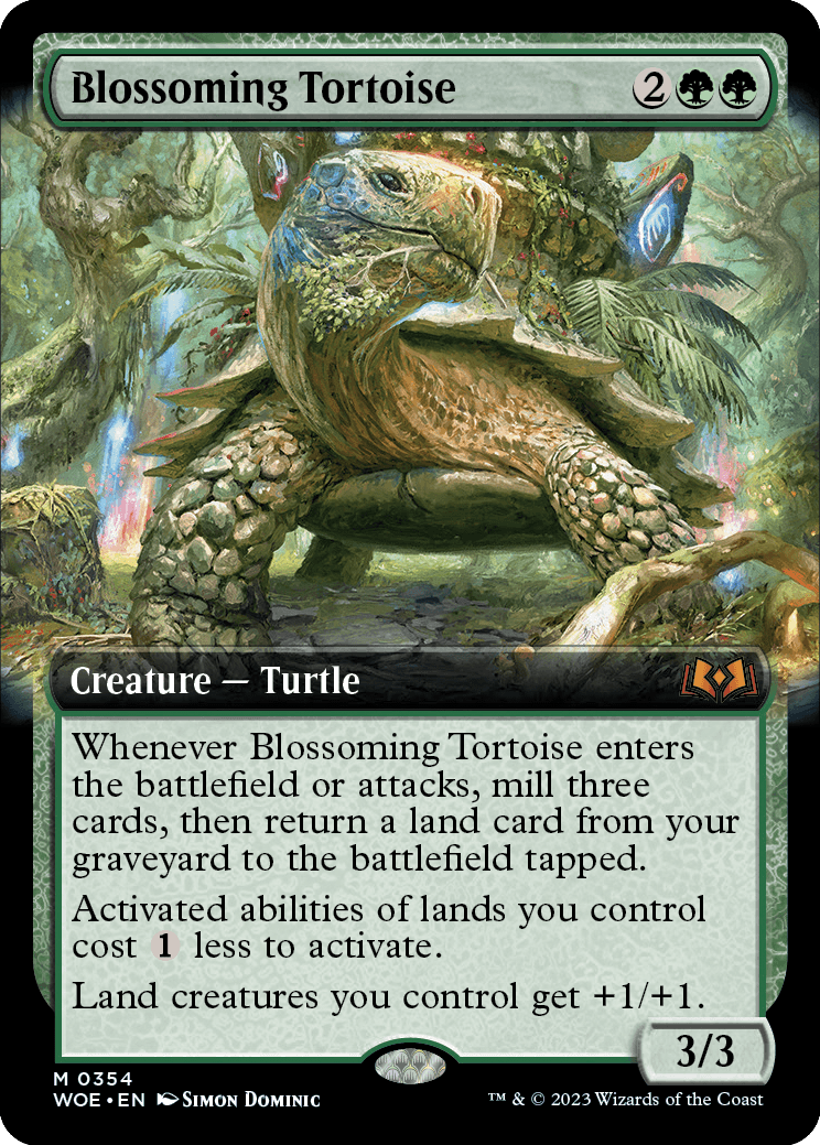 MTG Wilds of Eldraine 0354 Blossoming Tortoise (Extended Art Foil)